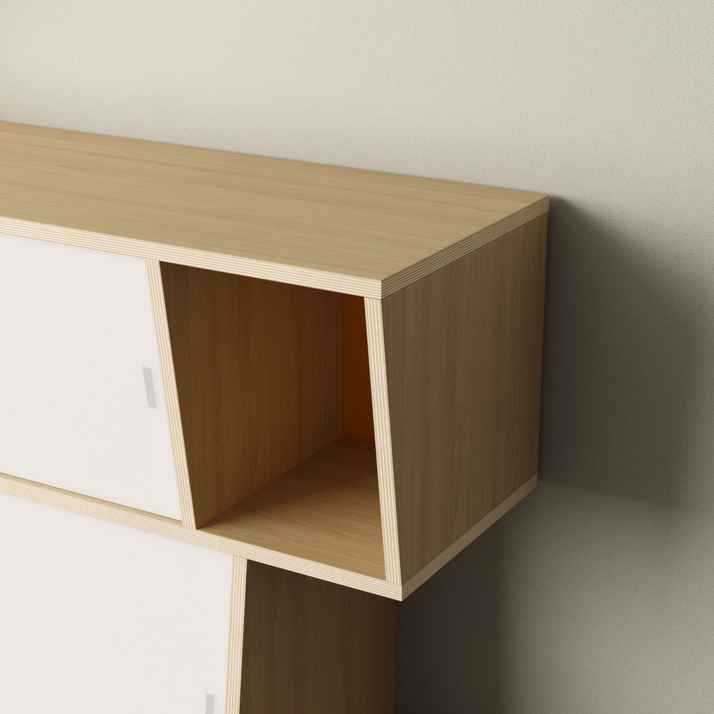 SIDEBOARD S*2 a versatile two-sided ash or oak veneer plywood unit