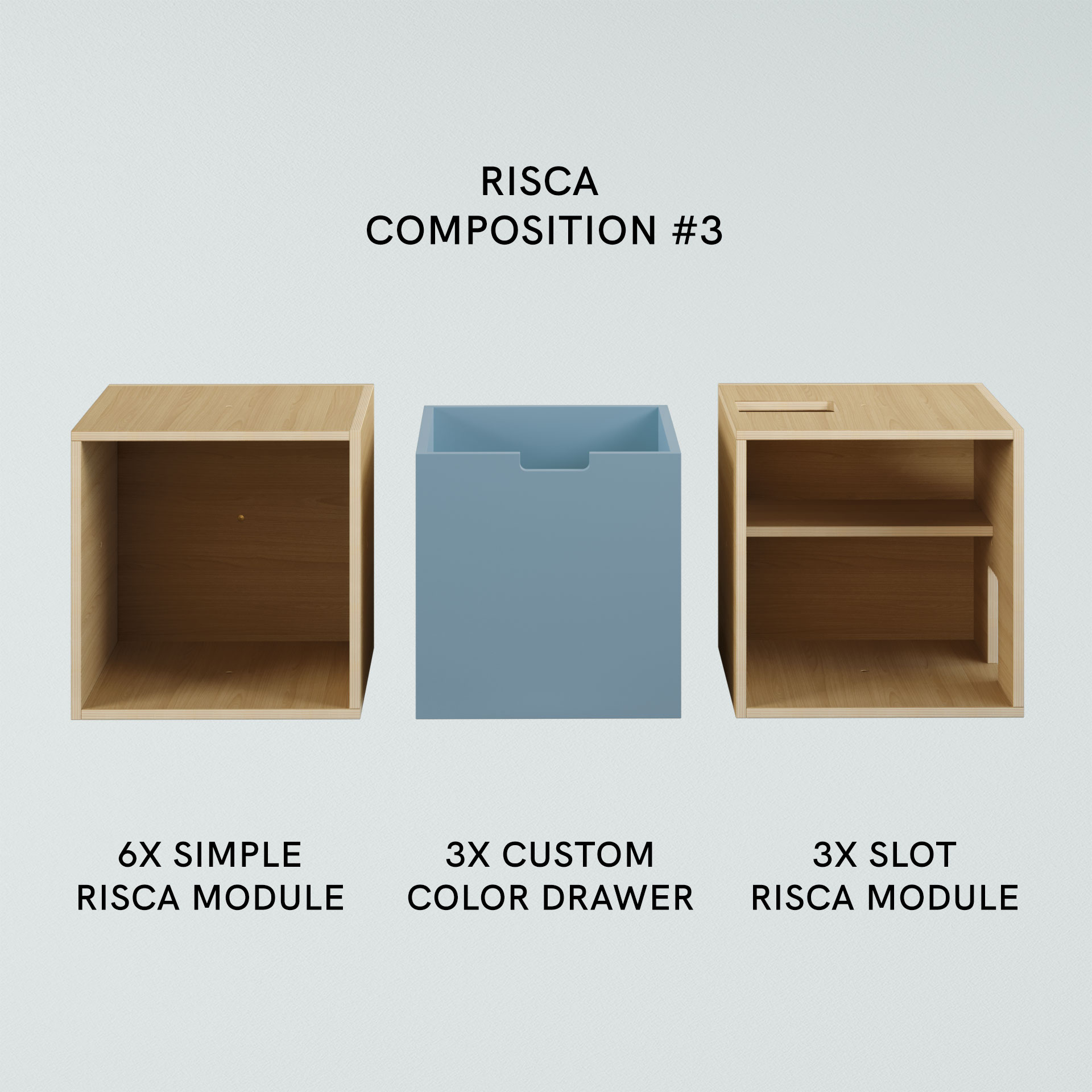 RISCA MODULE crafted from natural ash or oak veneer plywood